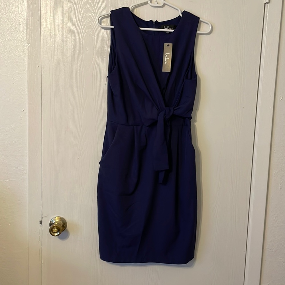 Lulu’s sleeveless navy cocktail dress, size M